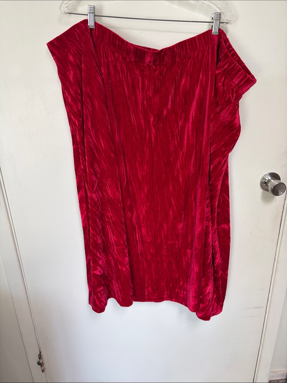 Woman Within Red Velvet-Look Maxi Skirt